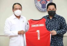 Zainudin Amali dan Erick Thohir Bahas Persiapan Tuan Rumah Piala Dunia Basket 2023