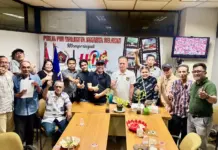 Merayakan Kemenangan Timnas Indonesia Saat Nobar di Pokja PWI Wali Kota Jaksel